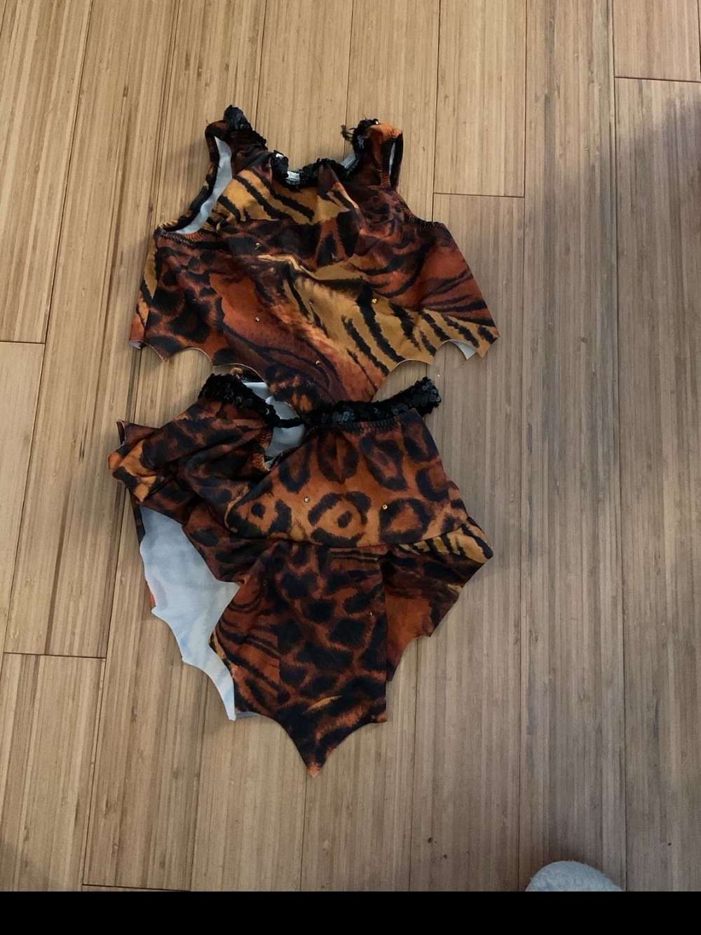 Animal print curtain call dance costume adult small vintage y2k 90s sequins
